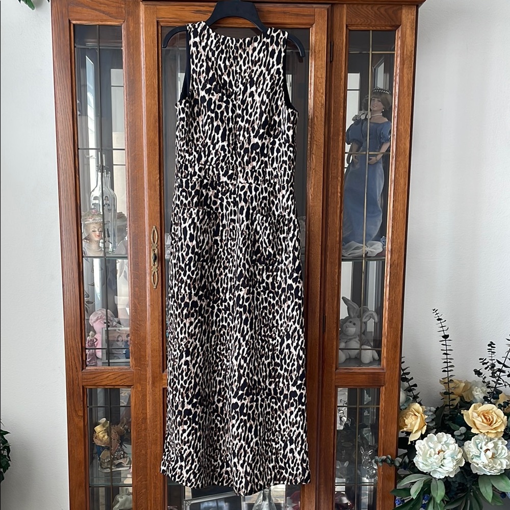 Banana Republic Leopard Sleeveless Cropped Wide Leg Jumsuit